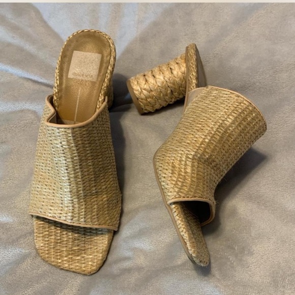 Dolce vita rafia straw natural weave open toe sandal heels basket weave size 8 - Picture 1 of 4